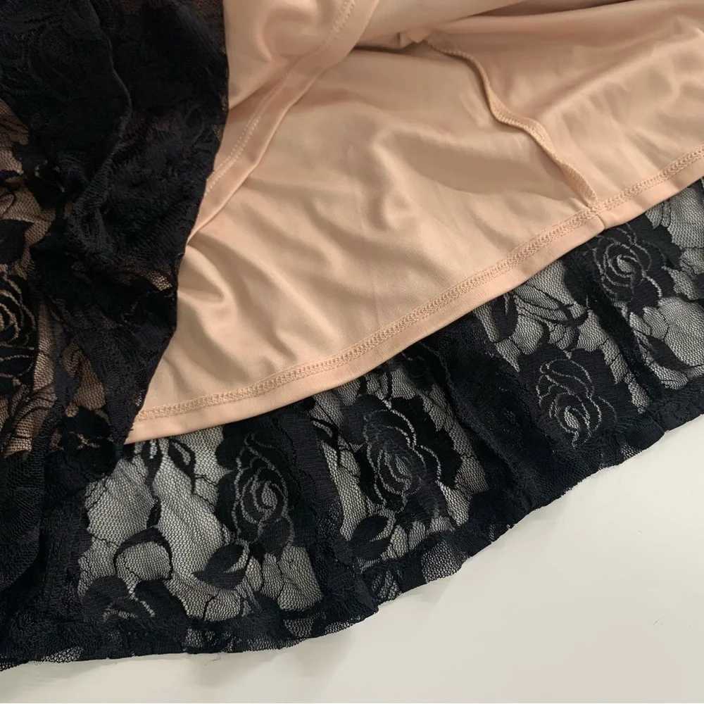 Glamour Lace Dress Women's Size 10 Black Tan Lined Fit & Flare Sleeveless - Picture 7 of 10